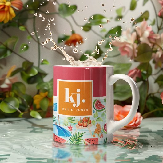 Mug Monogramme stylé d'été amusant