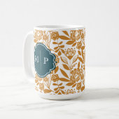 Mug Monogramme Style Pays Bold Motif Floral Jaune (Devant gauche)