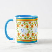 Mug Monogramme Style Pays Orange Marigolds Bordure (Gauche)