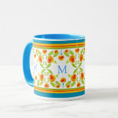 Mug Monogramme Style Pays Orange Marigolds Bordure (Devant gauche)