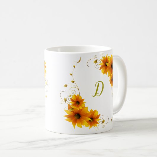 Mug Monogramme SunFlowers (Devant droit)