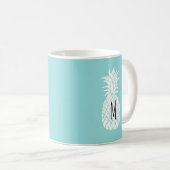 Mug monogramme sur ananas blanc (Devant droit)