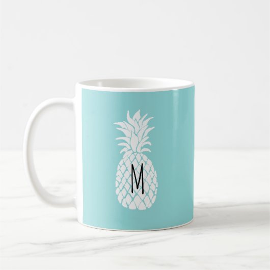 Mug monogramme sur ananas blanc (Gauche)