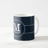 Mug Monogramme sur mesure Motif bleu marine classique  (Devant droit)
