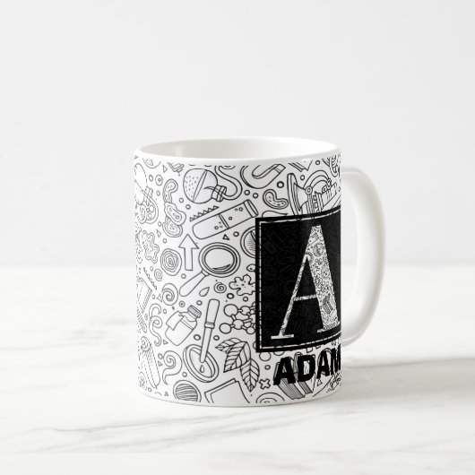 Mug Monogramme sur mesure scientifique - Lettre A Café (Devant droit)