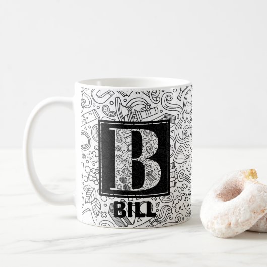 Mug Monogramme sur mesure scientifique - Lettre B Café (Avec donut)