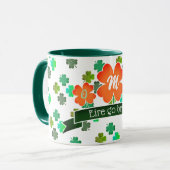 Mug Monogramme sur motif de trèfle (Devant gauche)