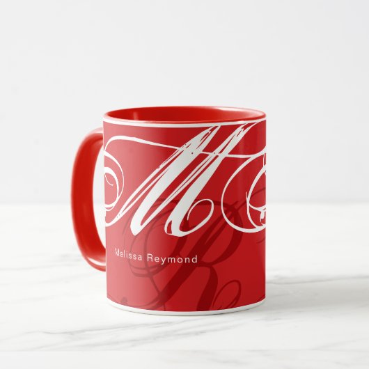 Mug Monogramme Surdimensionné Couleur rouge-feu tout-d (Devant gauche)