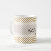 Mug Monogramme Tan Blanc Cute Chic Polka Motif (Devant gauche)