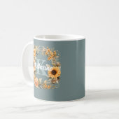 Mug Monogramme tendance Elegant Aquarelle Fleurs (Devant gauche)
