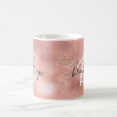 Mug Monogramme tendance rose glamour en écriture scrip (Centre)