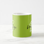 Mug Monogramme tendance vert citron noir blanc (Centre)