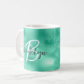 Mug Monogramme tendance vert menthe Glam (Devant gauche)