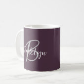 Mug Monogramme tendance violet gris blanc (Devant gauche)