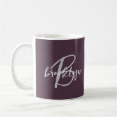 Mug Monogramme tendance violet gris blanc (Gauche)