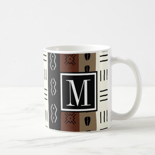 Mug Monogramme terreux de motif de rayures de Mudprint (Droite)