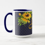 Mug Monogramme Tournesols Marine Décor bleu Jaune (Gauche)