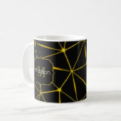 Mug Monogramme triangles noirs géométriques lignes dor (Devant gauche)
