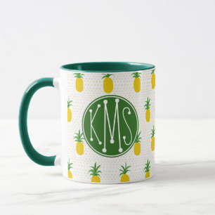 Mug Monogramme tropical d'or des ananas