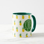Mug Monogramme tropical d'or des ananas | (Devant droit)