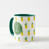 Mug Monogramme tropical d'or des ananas | (Devant gauche)