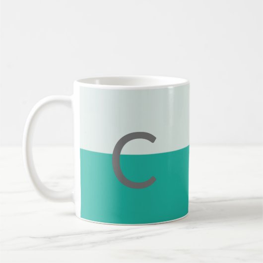 Mug Monogramme Turquoise aquarelle classique (Gauche)