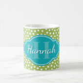 Mug Monogramme Turquoise de Motif blanc vert (Centre)