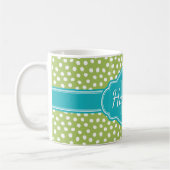 Mug Monogramme Turquoise de Motif blanc vert (Gauche)
