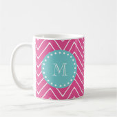 Mug Monogramme turquoise du motif | de Chevron de (Gauche)