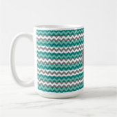 Mug Monogramme Turquoise et Grey Chevron Zigzag (Gauche)