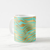 Mug Monogramme Turquoise et Poster de animal or (Devant gauche)