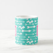 Mug Monogramme Turquoise et rose Motif des Flèches bra (Centre)