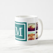 Mug Monogramme Turquoise foncé Instagram Photo Collage (Devant droit)