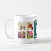 Mug Monogramme Turquoise foncé Instagram Photo Collage (Gauche)