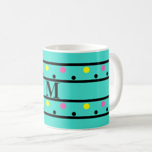 Mug Monogramme Turquoise Pois