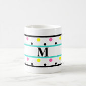 Mug Monogramme Turquoise Pois rose jaune (Centre)