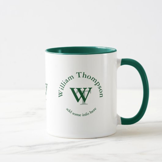 Mug monogramme typographique - logo personnalisé vert (Droite)
