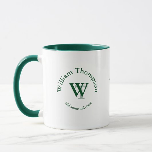 Mug monogramme typographique - logo personnalisé vert (Gauche)