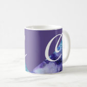 Mug Monogramme ultra-violet à la mode de turquoise (Devant droit)