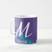 Mug Monogramme ultra-violet à la mode de turquoise (Devant gauche)