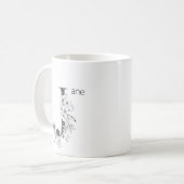 Mug Monogramme végétal floral | Élégant texte personna (Devant gauche)