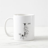 Mug Monogramme végétal floral | Élégant texte personna (Gauche)