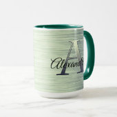 Mug Monogramme vert chatoyant (Devant droit)