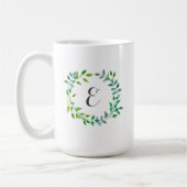 Mug Monogramme vert de la guirlande | de feuille (Gauche)