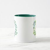 Mug Monogramme vert de la guirlande | de feuille (Centre)