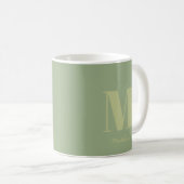 Mug Monogramme vert de surface minimale moderne Nom in (Devant droit)