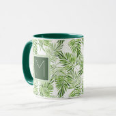 Mug Monogramme vert des palmettes | (Devant gauche)