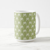 Mug Monogramme vert et blanc minimaliste (Devant droit)