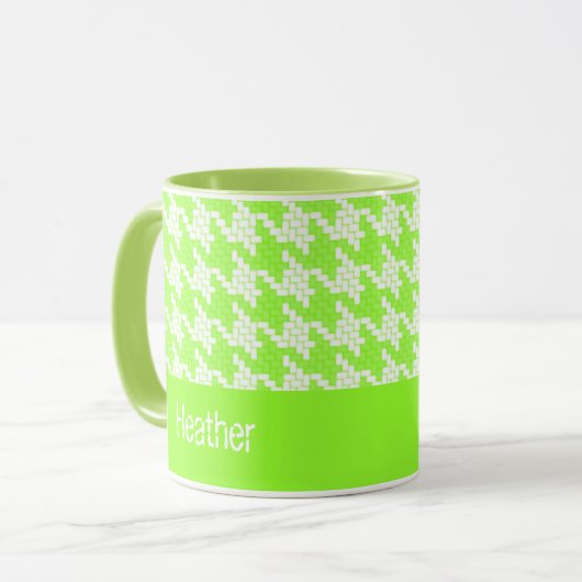 Mug Monogramme vert et blanc motif (Devant gauche)