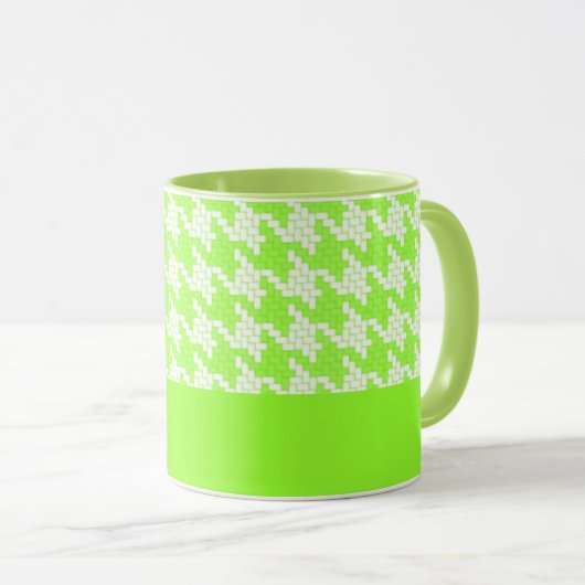 Mug Monogramme vert et blanc motif (Devant droit)